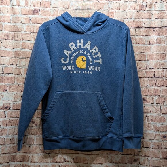 Carhartt Hoodie with Logo Navy Size Large (14-16) - Picture 1 of 12